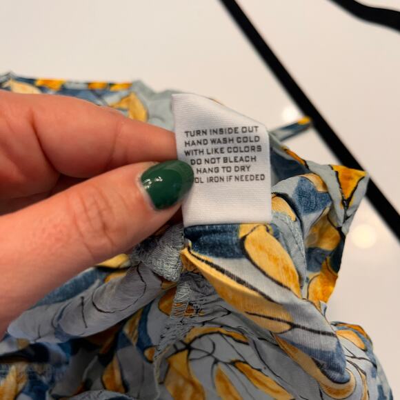 NEW Mine Green Floral Tiered Peplum Style Tank Top Size Large - Picture 6 of 8